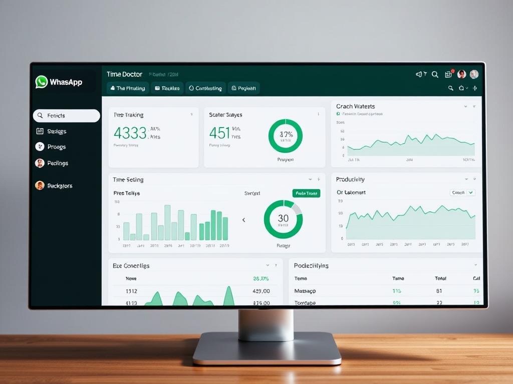 Dashboard de Time Doctor mostrando análisis de uso de WhatsApp Dashboard de Time Doctor mostrando análisis de uso de WhatsApp