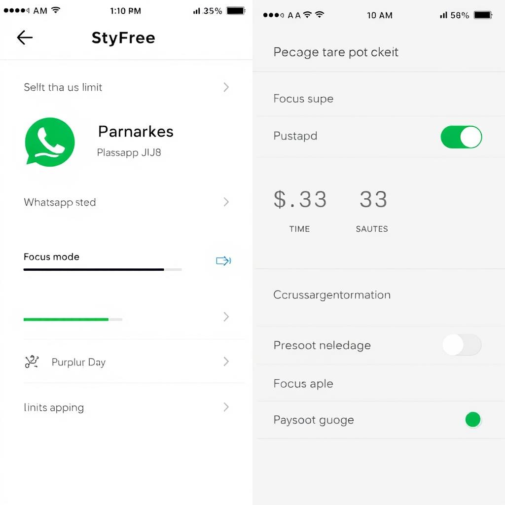 Interfaz de StayFree mostrando límites de tiempo para WhatsApp Interfaz de StayFree mostrando límites de tiempo para WhatsApp