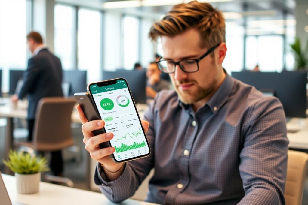 Persona utilizando aplicación de monitoreo de tiempo en WhatsApp