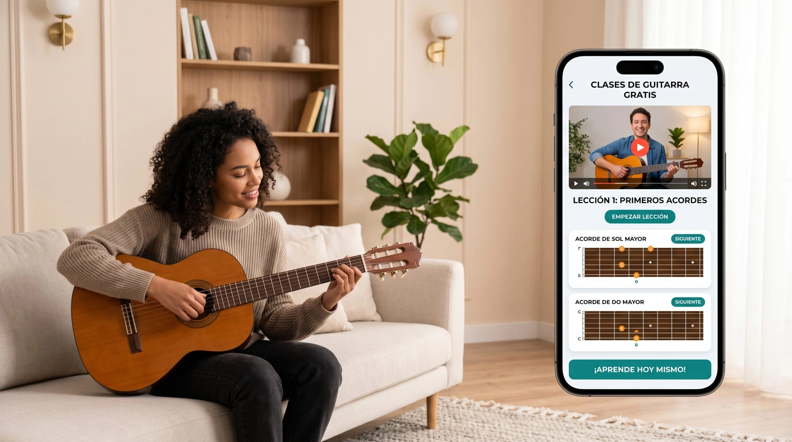 Aprender guitarra en casa con app