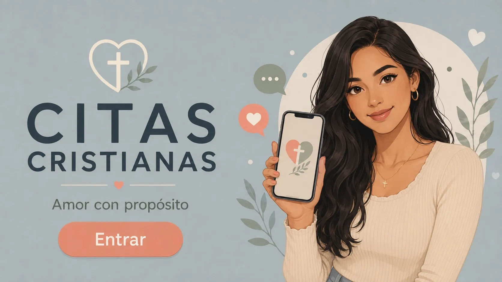 Mujer cristiana soltera en una aplicación de citas