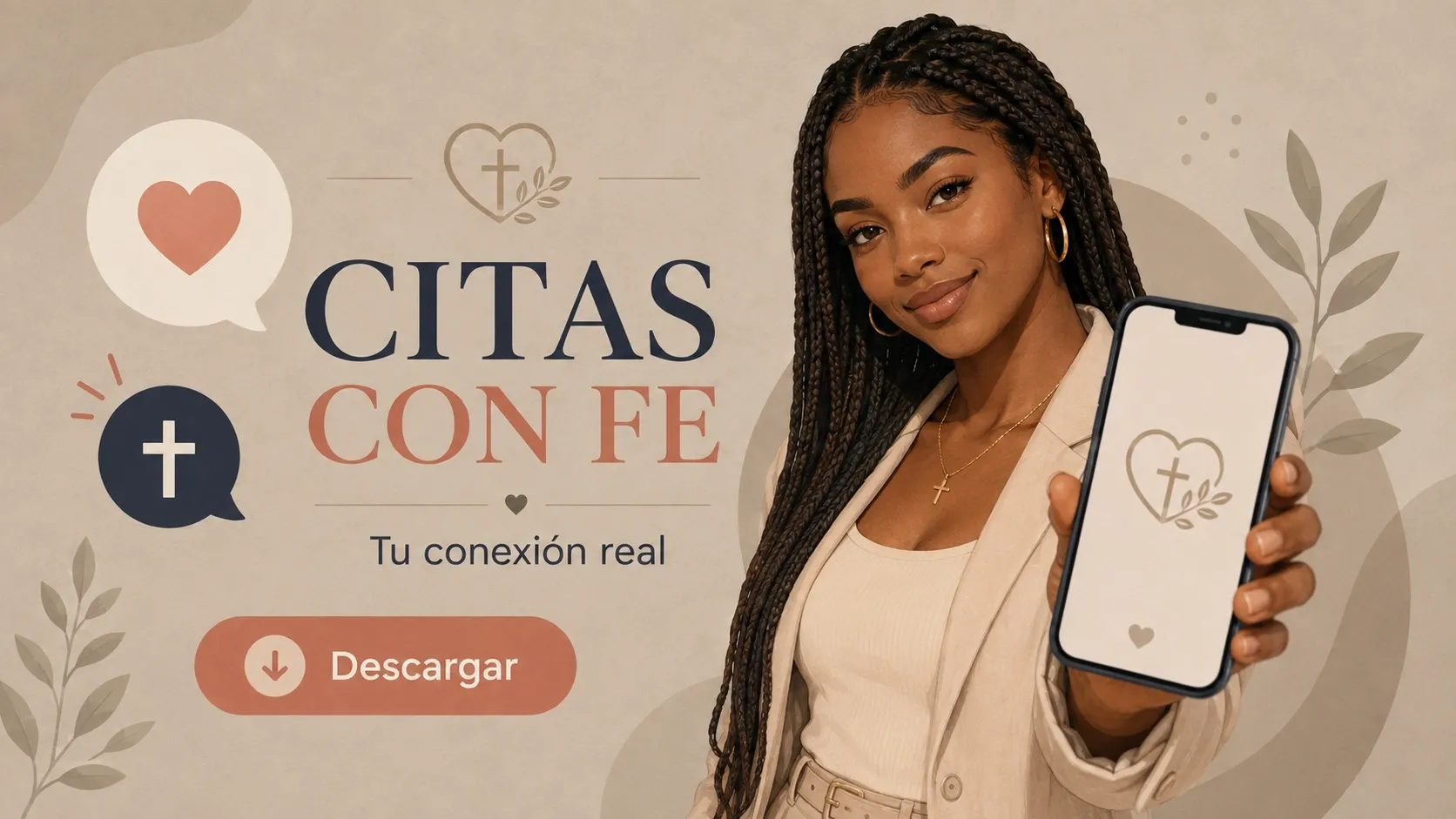 Mujer cristiana soltera en una aplicación de citas