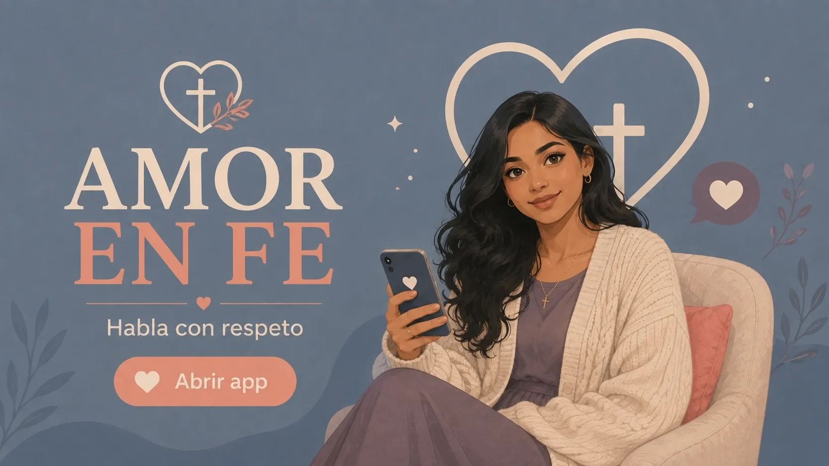 Mujer cristiana soltera en una aplicación de citas