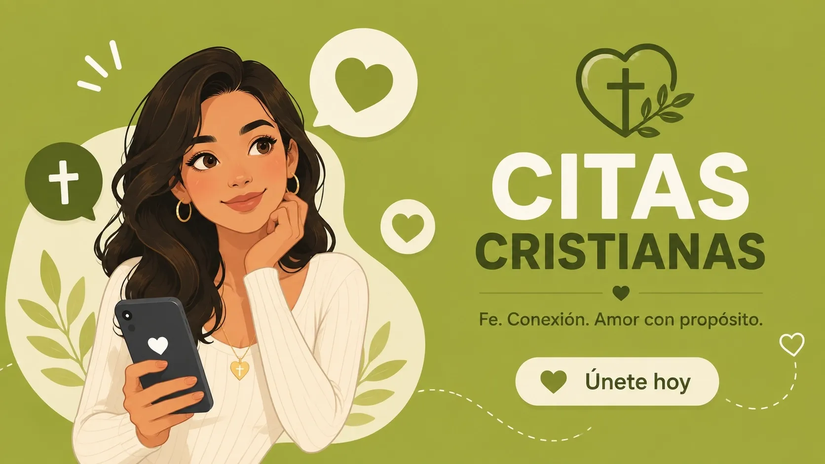 Mujer cristiana soltera en una aplicación de citas